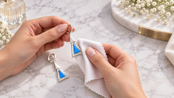 Cleaning Lisver sterling silver 925 earrings with a soft jewelry cloth